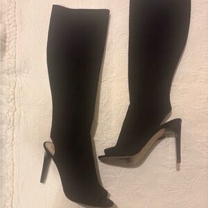 Nine West Black Peep-Toe Heeled Boots
